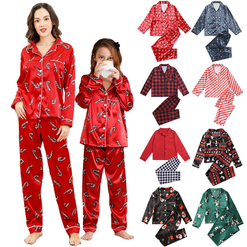 Langarm-Satin-Pyjama-Set für Damen, zweiteilig 3