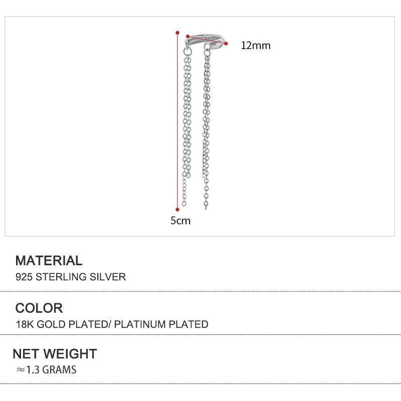 Lange Quasten Ohrklemme aus Sterlingsilber 2
