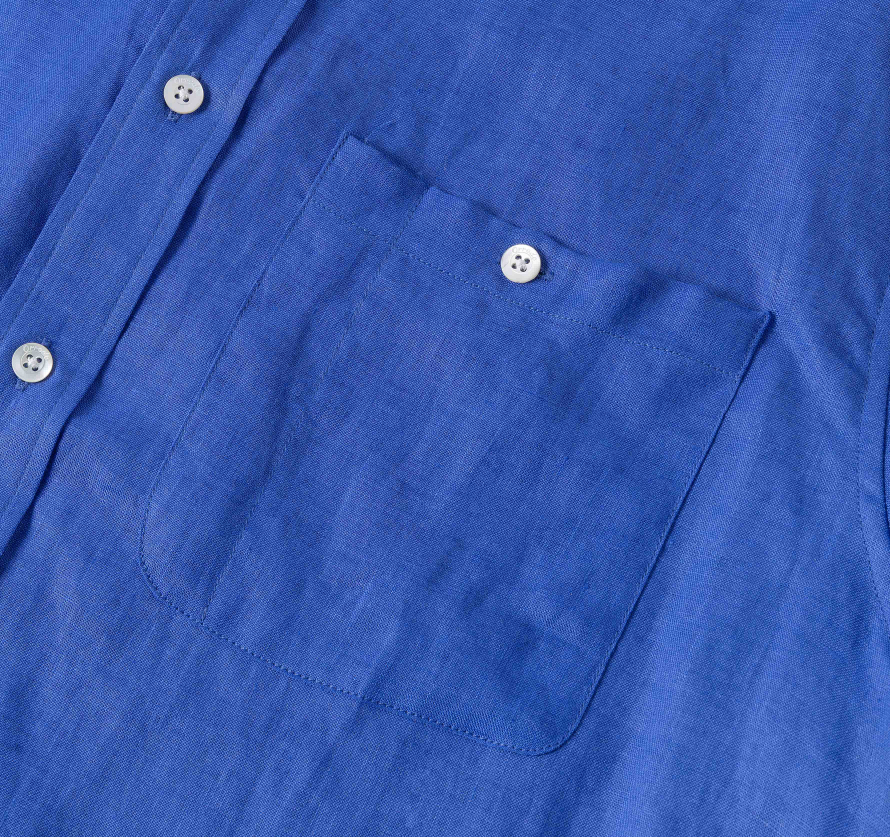 Herren Leinenhemd Langarm Blau Relaxed Fit 4