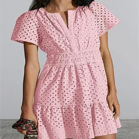 Damen Spitzen-Plisseekleid