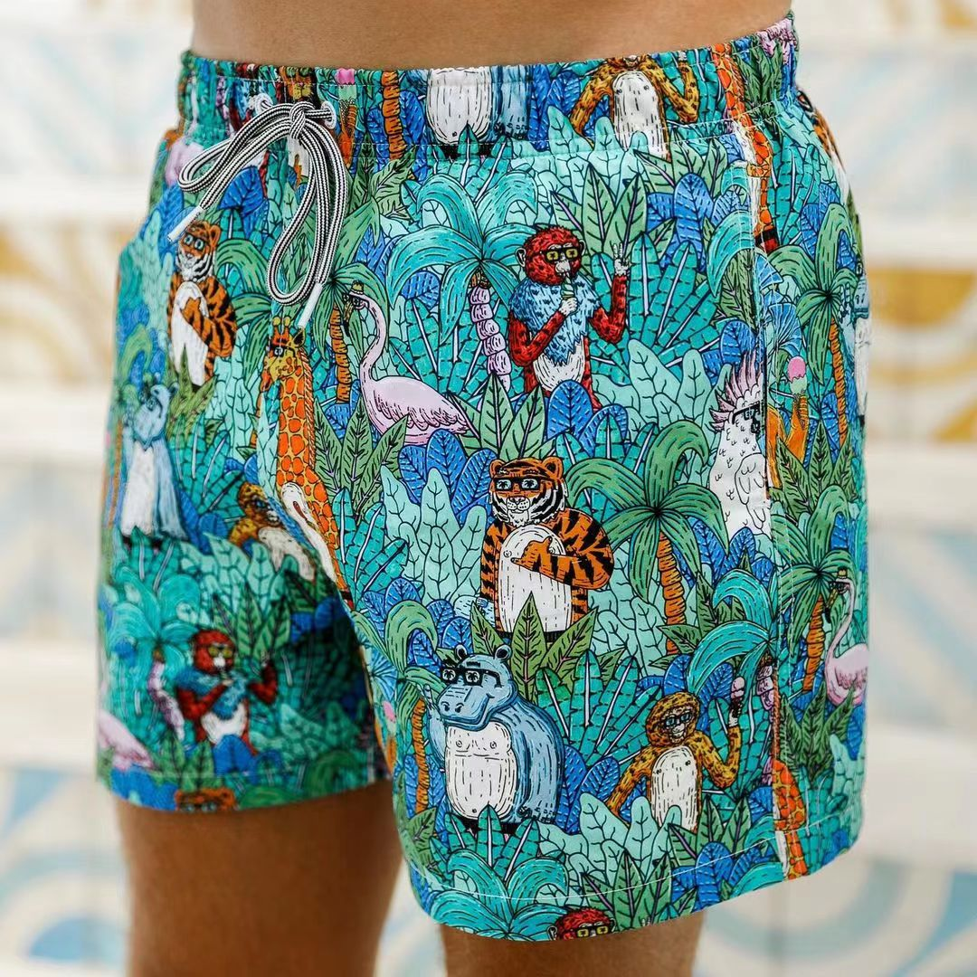 Batik-Print Herren Badeshorts im Surf-Stil 3