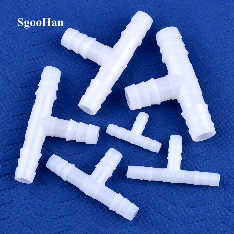 Weiße PE-T-Steckverbinder für Aquarium-Schläuche, 4 bis 13 mm