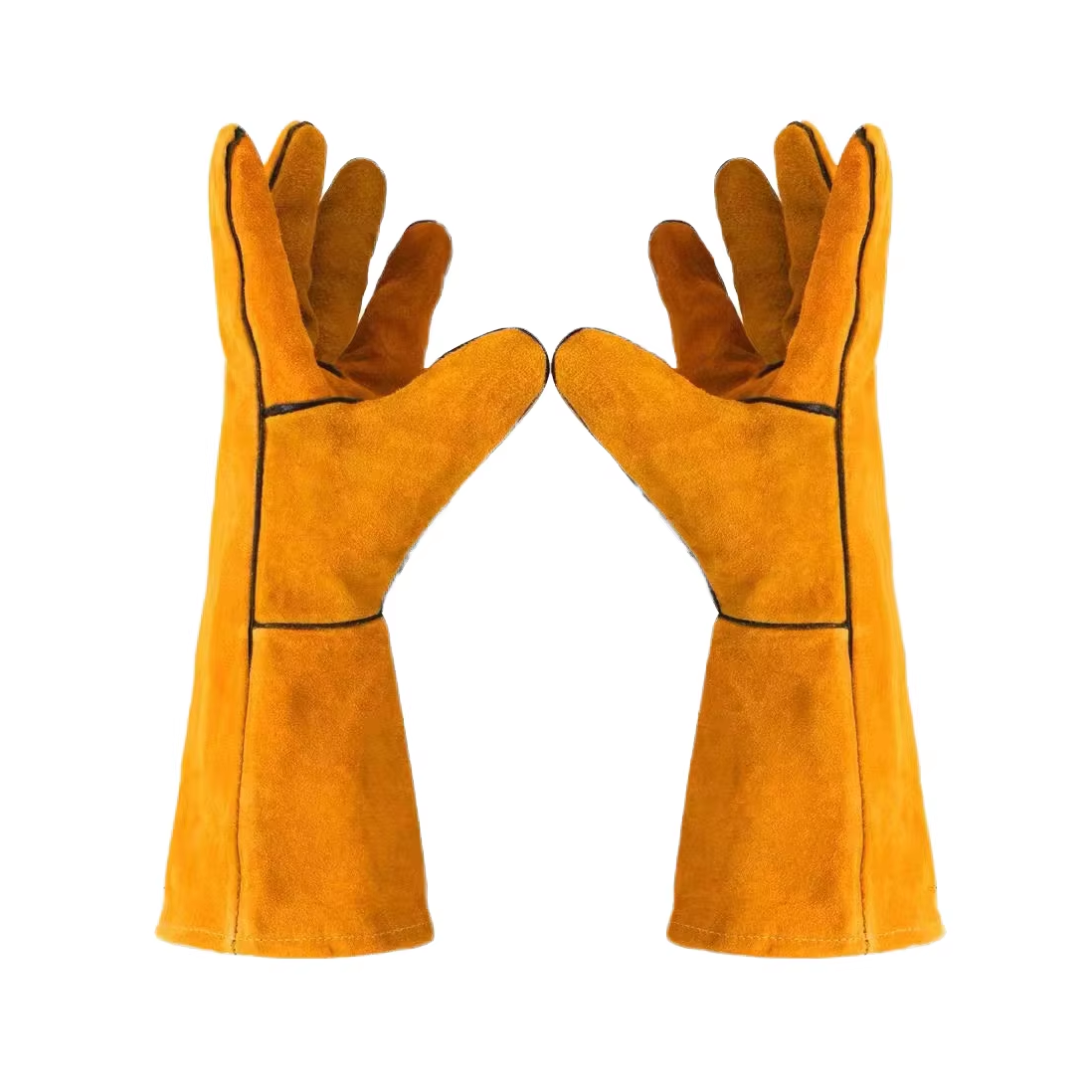 Langstulpen-Lederhandschuhe mit Doppelhandfläche