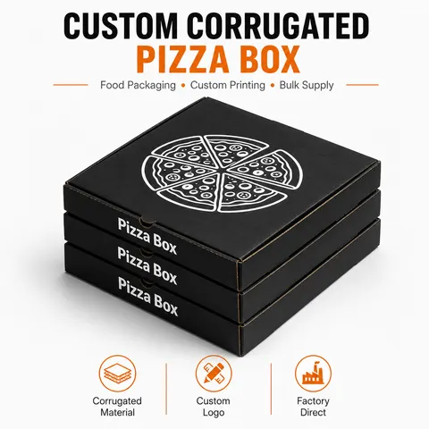 Schwarze Wellpappe-Pizzakartons, 6–18 Zoll