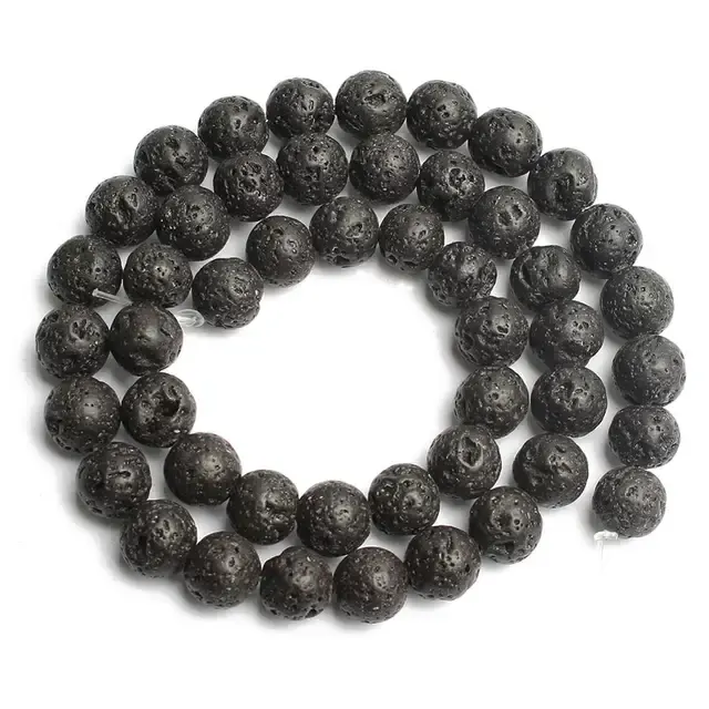 Schwarze Lavastein Perlen 4-14mm Rund 3