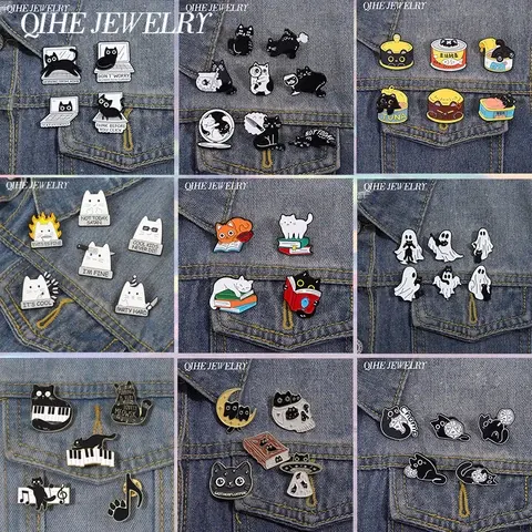 Katzen-Emaille-Pin-Set