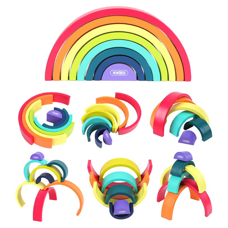 Regenbogen-Holzbrücke Stapelspiel für Kinder 3