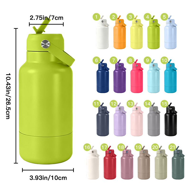 Edelstahl-Trinkflasche mit Doppeldeckel und Hundenapf 3