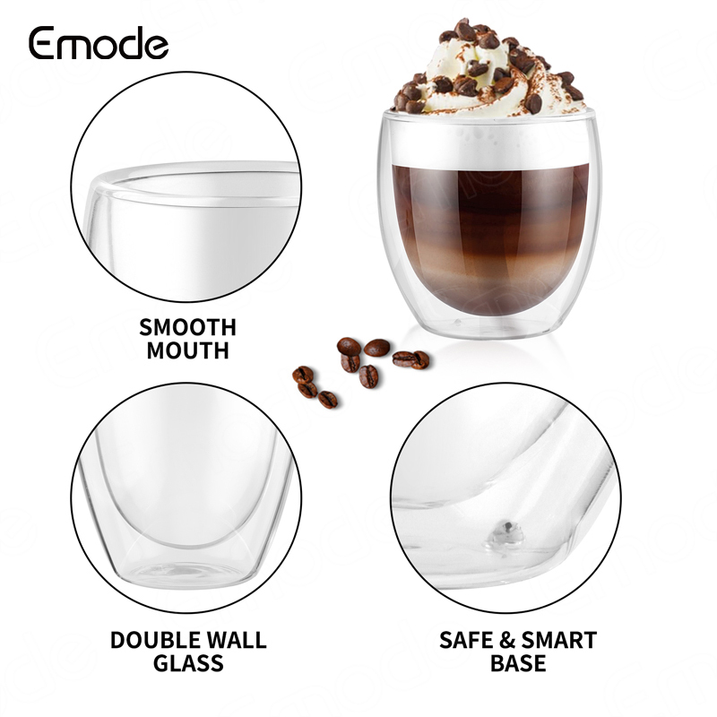 Hitzebeständige Doppelwand-Cappuccinotasse aus Glas 4