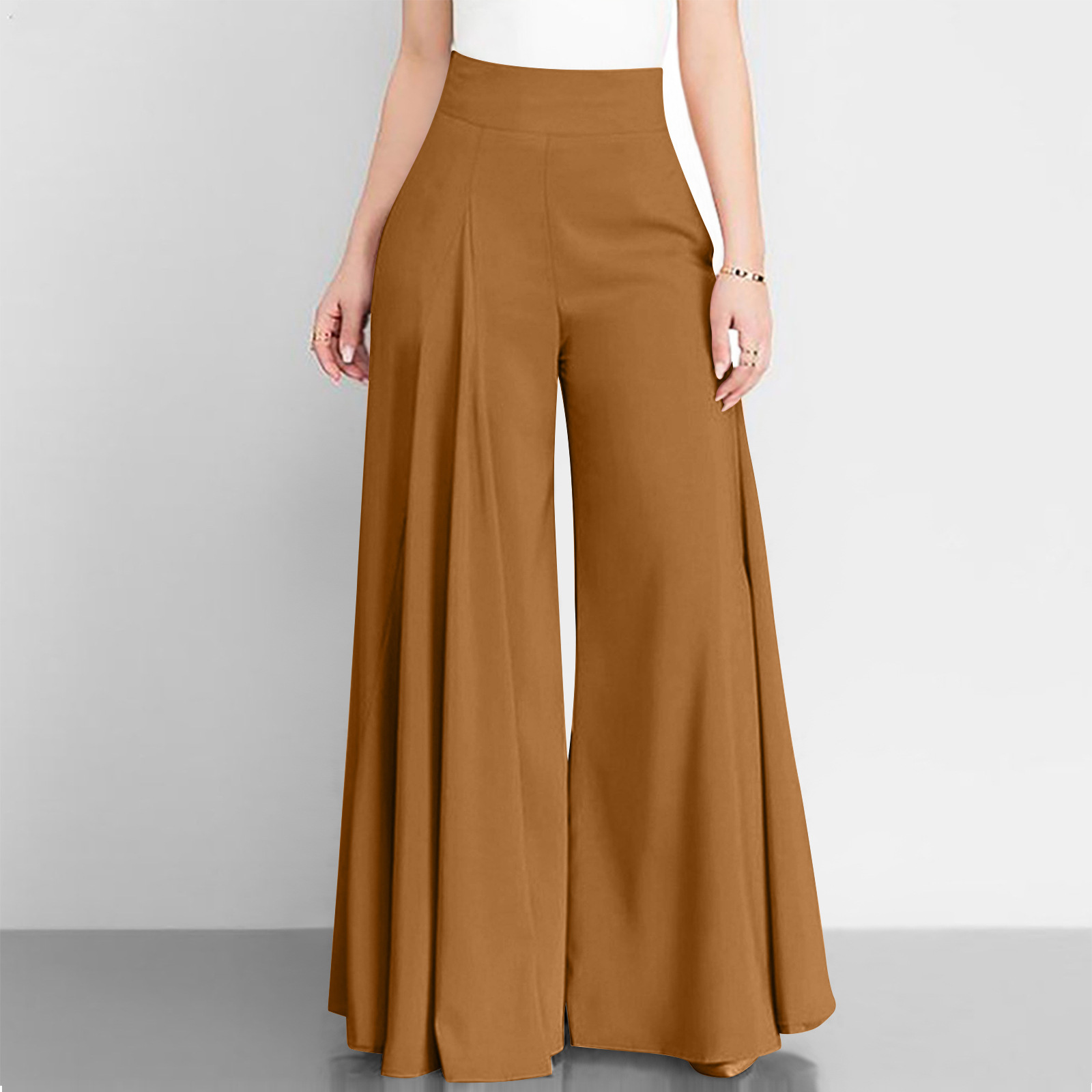 Damen Hose mit hohem Bund Weites Bein 4