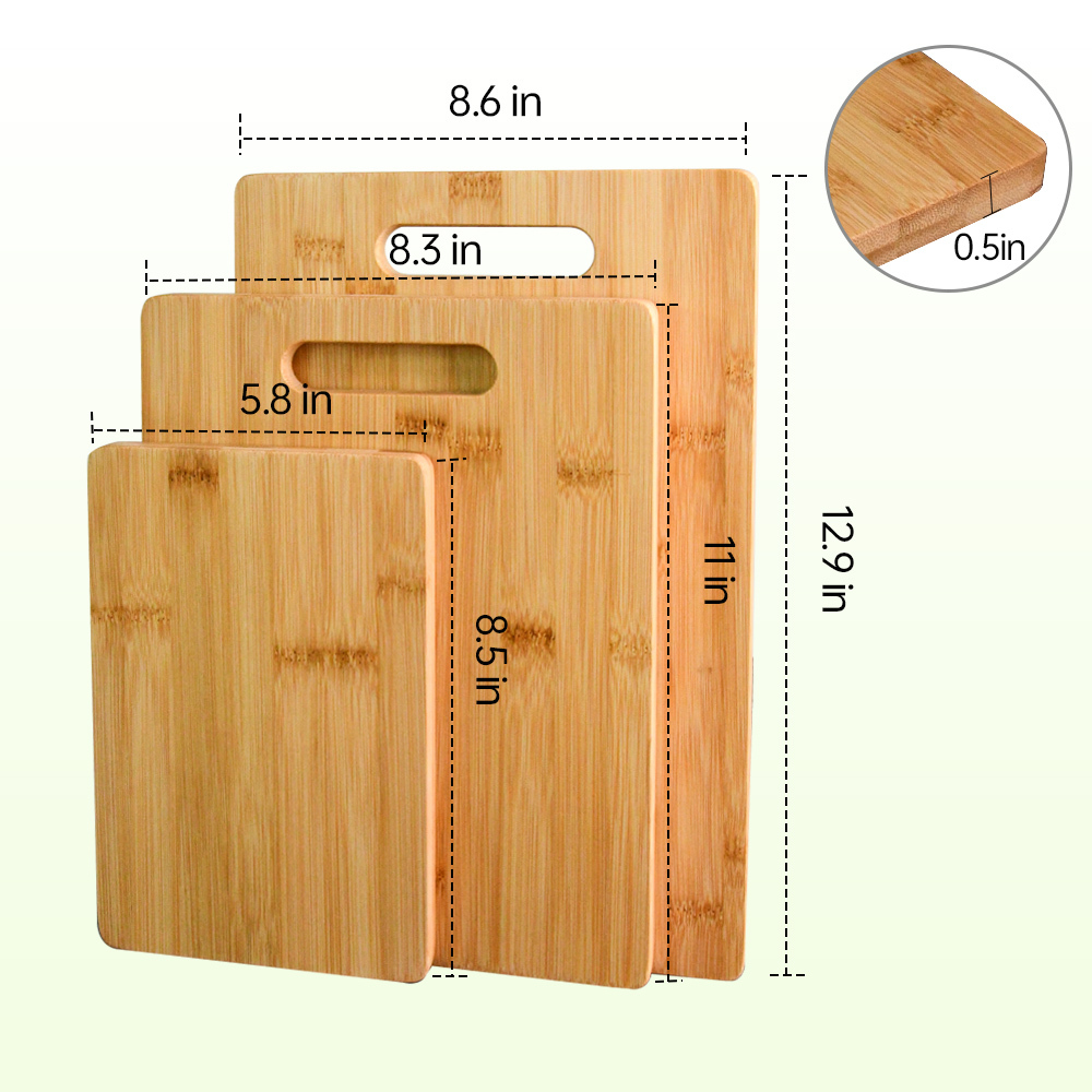 3-teiliges Bambus-Schneidbrett-Set, wendbar 2