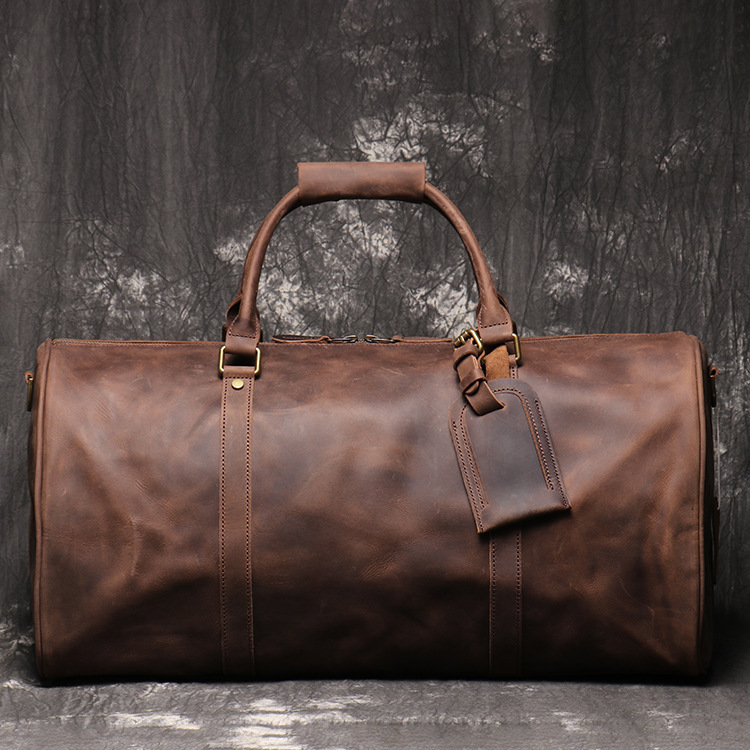 Wasserdichte Vintage Lederreisetasche mit Geometrie-Muster 2