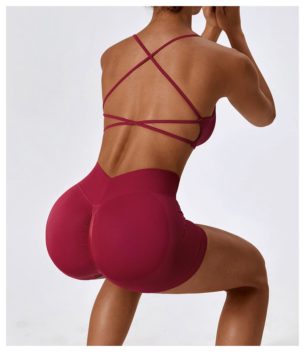 Damen Yoga-Set mit Rückenfrei-BH und Shorts 2