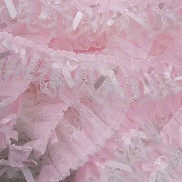 Rosa Stickspitzen-Besatz mit Schleife 3