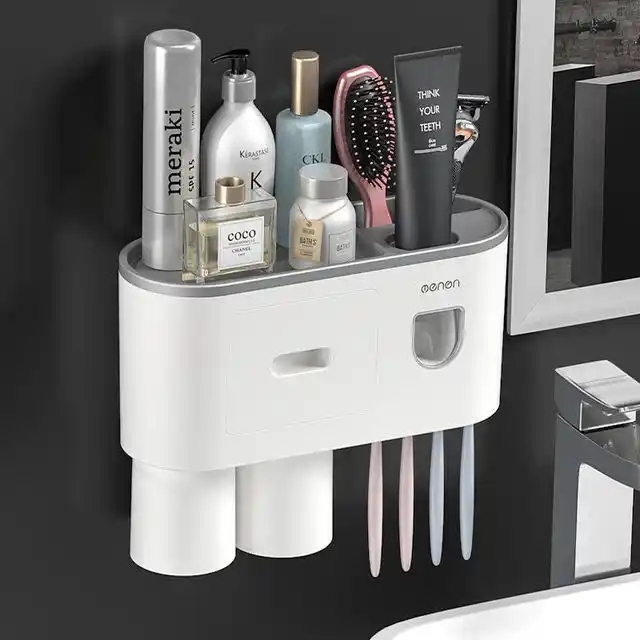 Wasserdichter Zahnbürstenhalter mit 2 Spendern 3