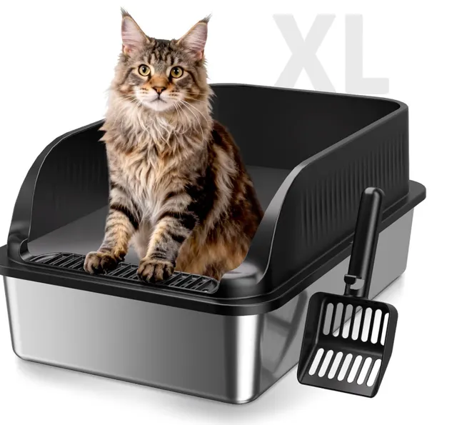 Edelstahl-Katzentoilette geschlossen mit Schaufel 4