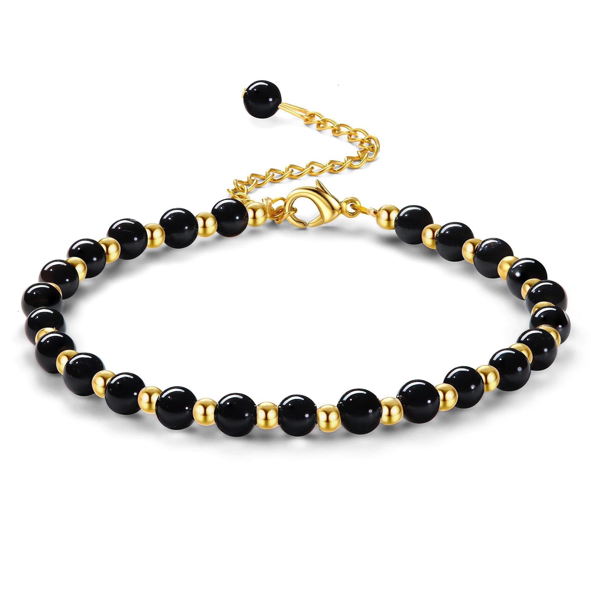 Edelstahl-Armband mit goldenen Perlen für Damen