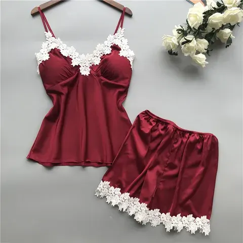 Damen-Spitzen-Loungewear-Set