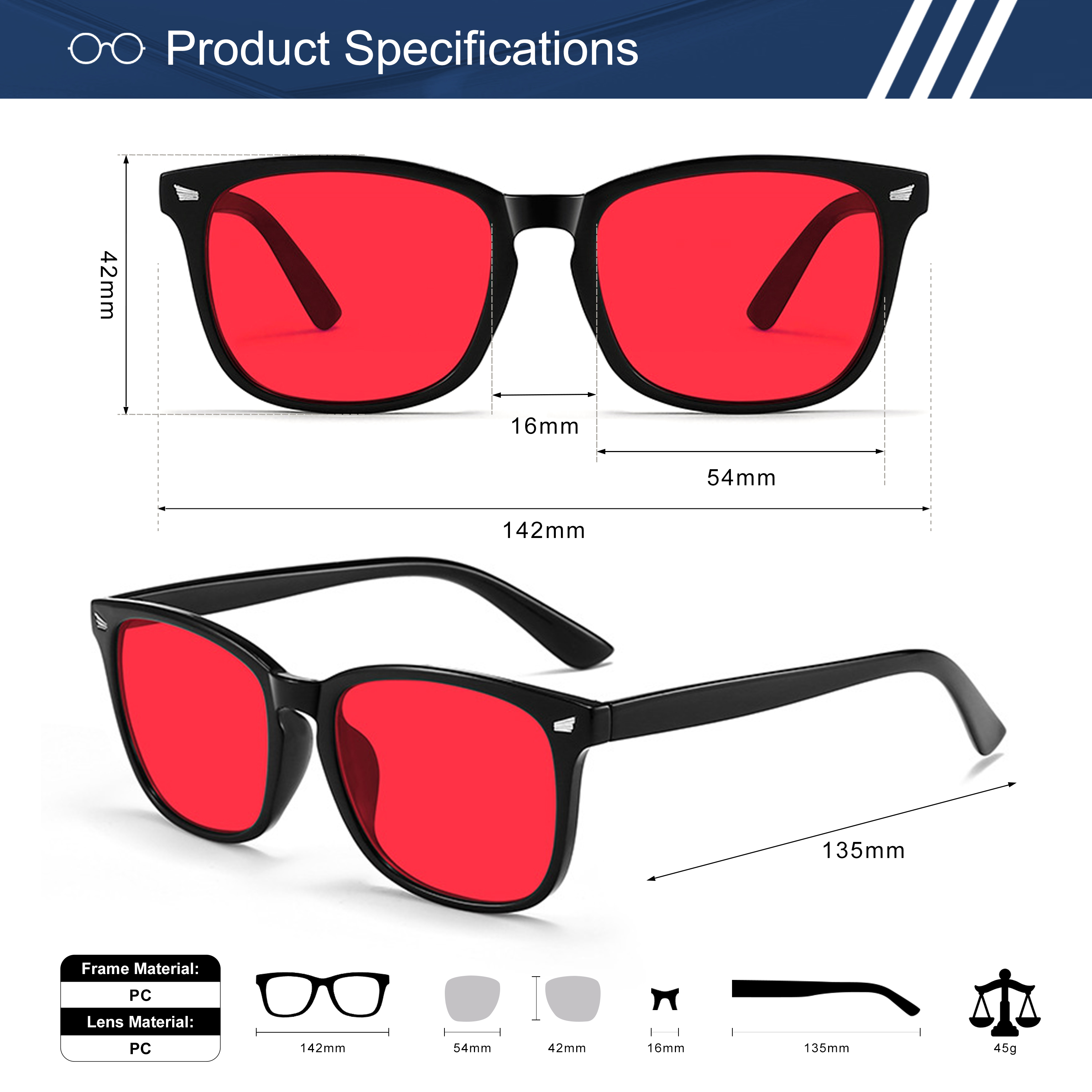 Rote Blaulichtfilter-Brille im Rivet-Design 4