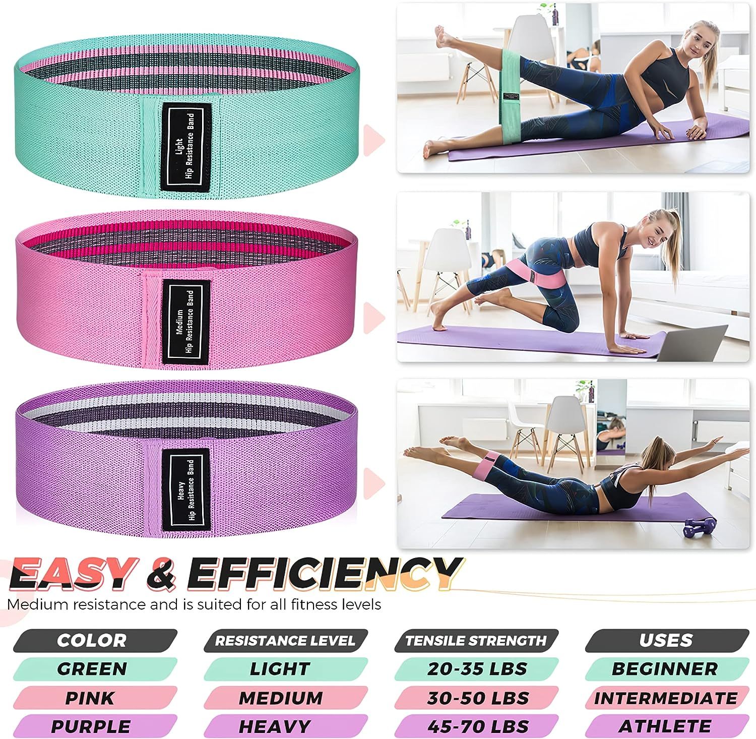 Fitnessbänder aus Stoff (Set) 3