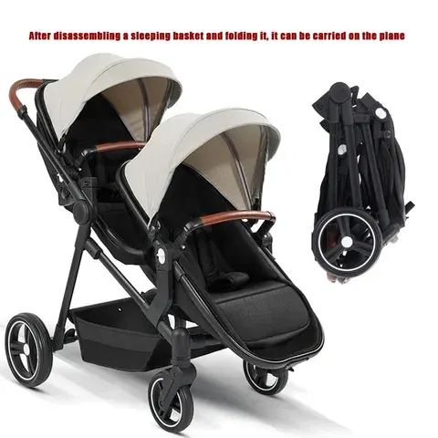 Zwillings-Kinderwagen mit zwei Autositzen