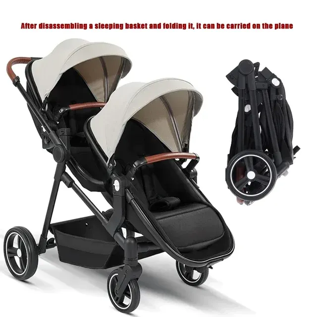 Zwillings-Kinderwagen mit zwei Autositzen 1