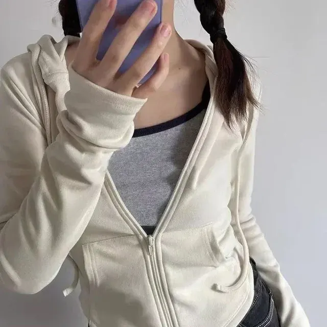 Damen-Zip-Hoodie kurz 2