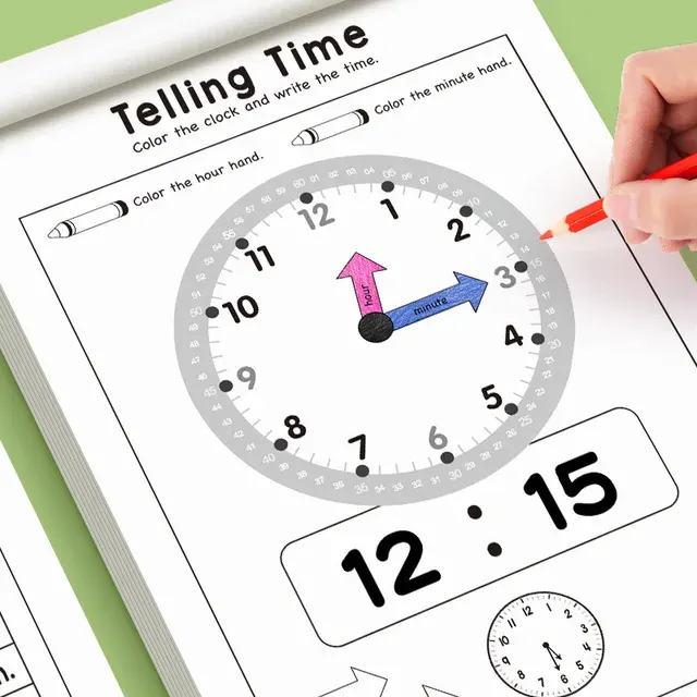 Lernbuch zum Zeitlernen für Kinder, Uhr-Aktivitätsbuch 3