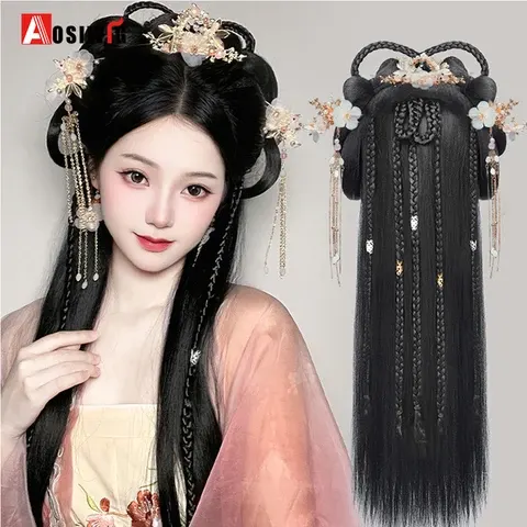 Hanfu-Kopfschmuck-Perücke