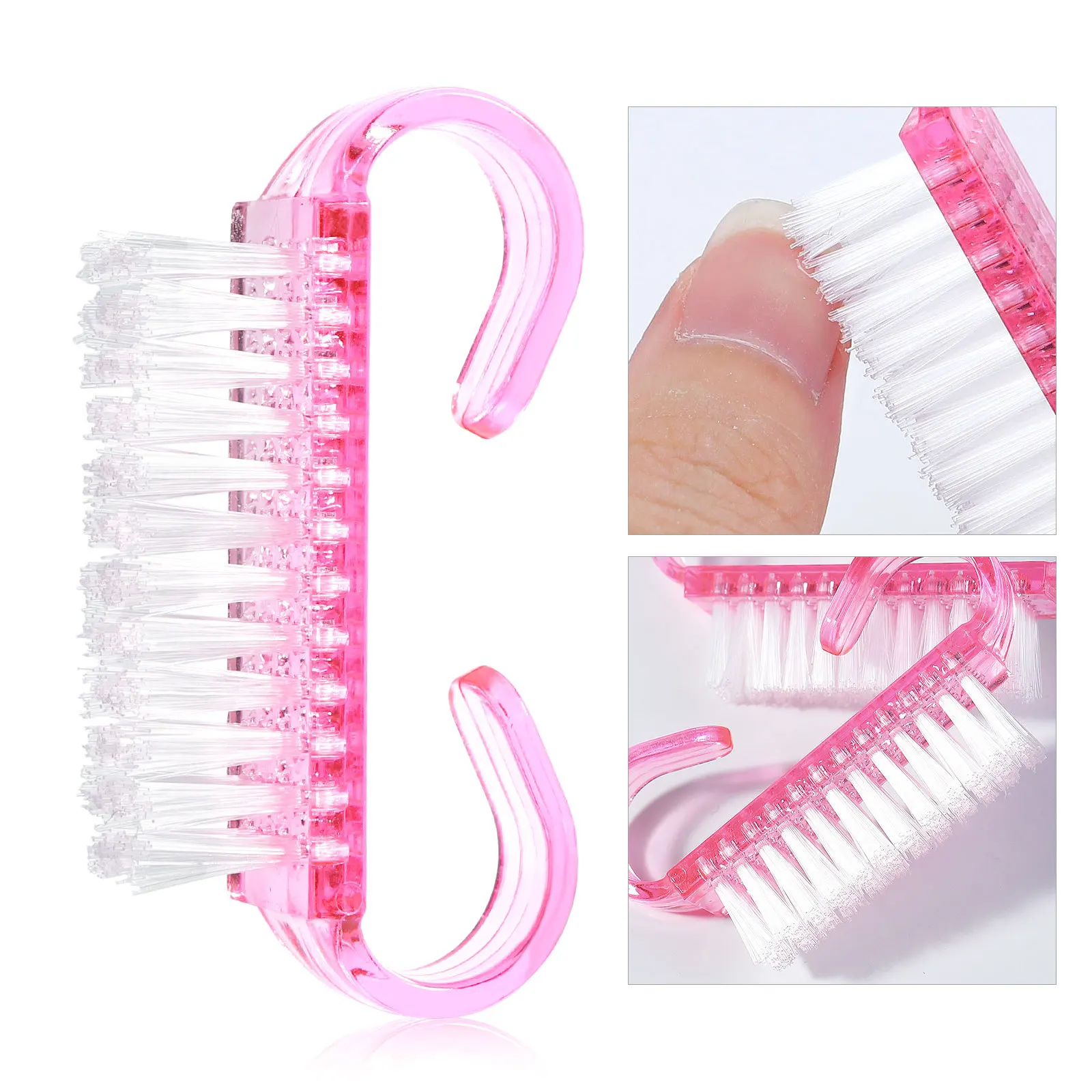 Rosa Acryl-Nagelpinsel-Set mit Staubbürste
