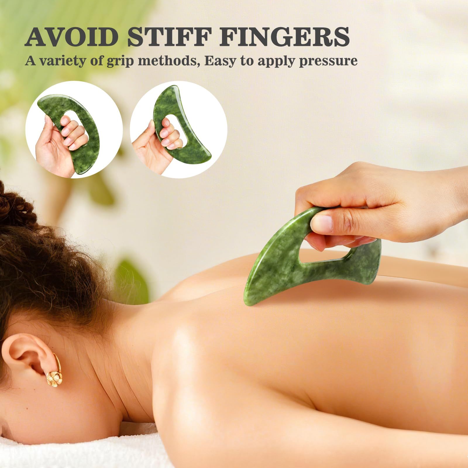 Gua Sha Massageset aus Jadestein für Gesicht und Körper 4