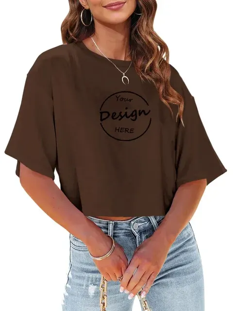 Oversized Halbarm Crop Top für Damen 4