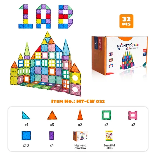 3D Magnetische Bauplatten Set für Kinder 3