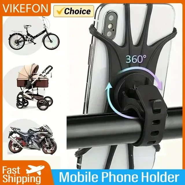 360°-Drehbare Motorrad-Handyhalterung mit Silikonband 2