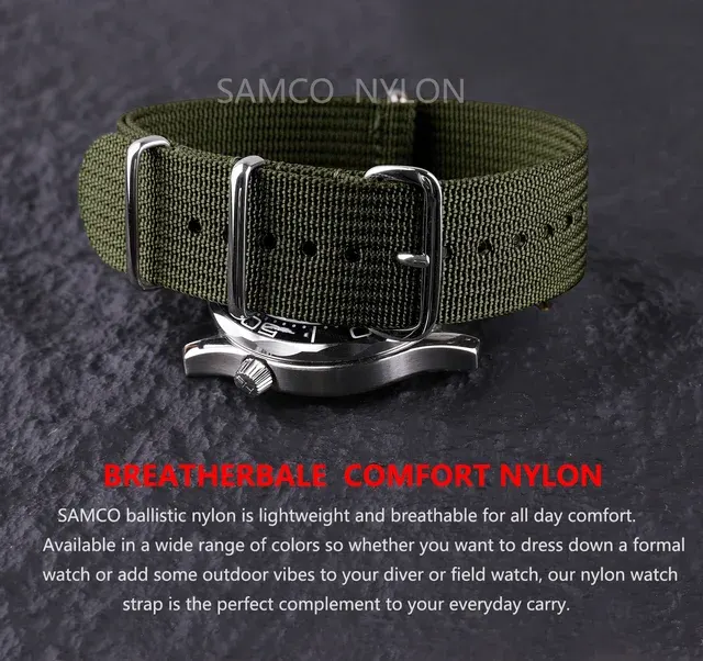 Geripptes Nylon-Uhrenarmband 20 mm 22 mm 4