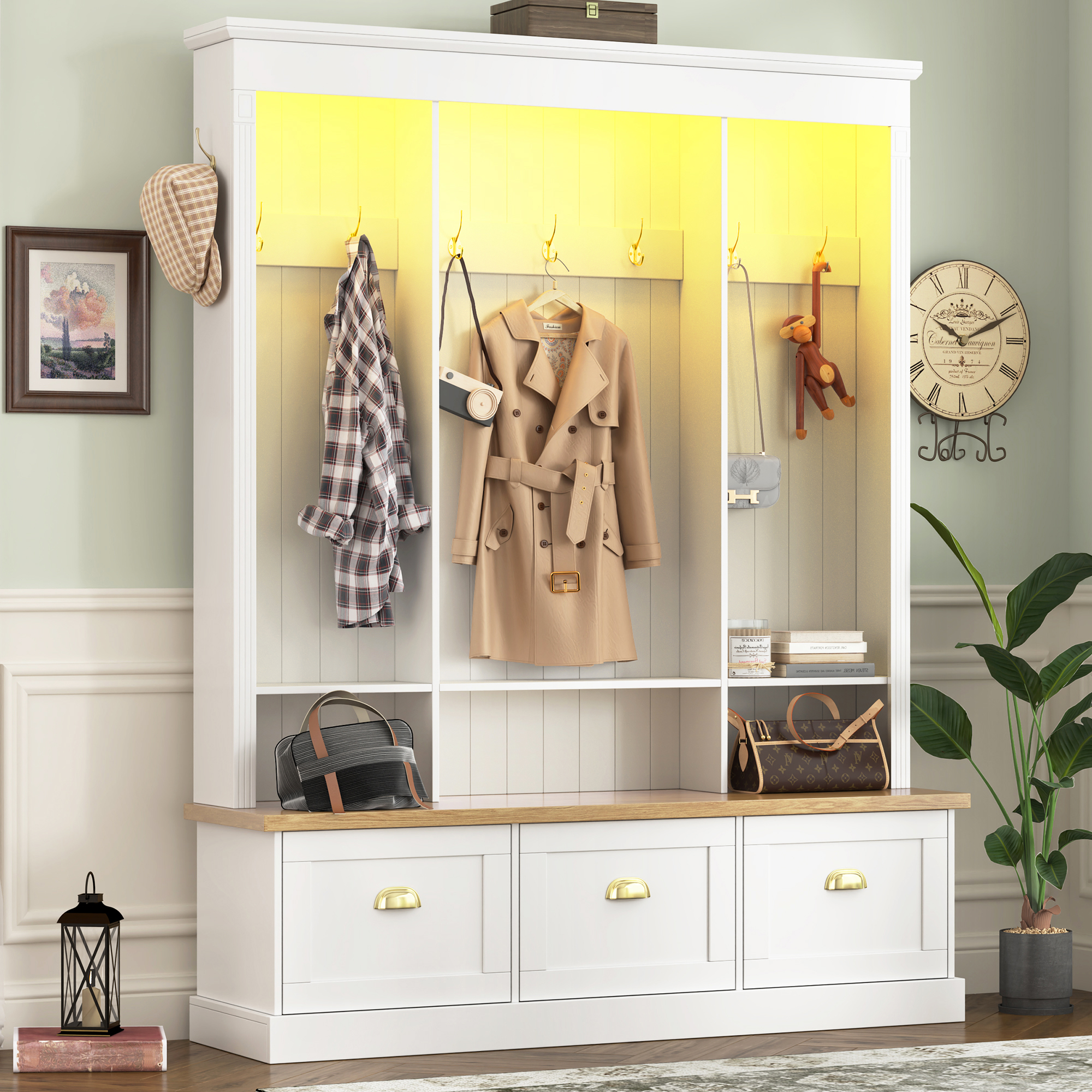 LED Garderobenbaum mit 9 Haken