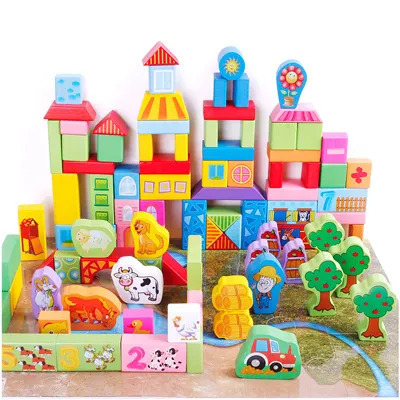 100-teiliges Holz-Bausteinset für Kleinkinder 4