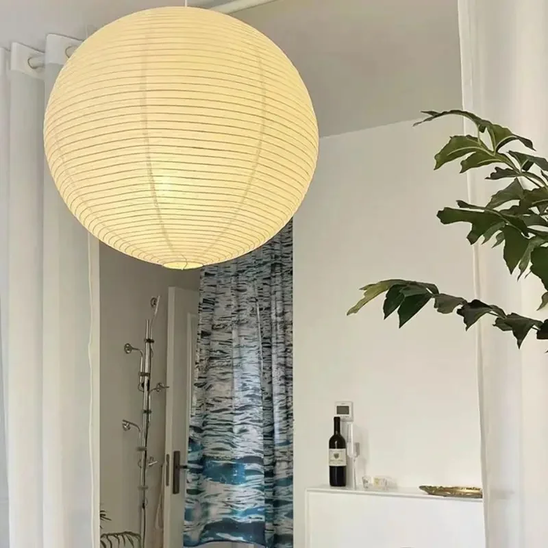 Klassische Papier-Pendelleuchte mit Rundschirm 4