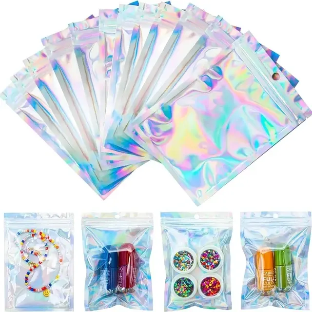 100 holografische Mylar-Beutel mit Reißverschluss 2