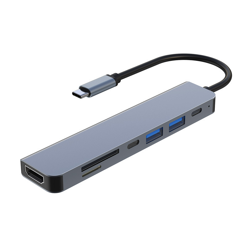 Graues 7-in-1 USB-C Multiport-Hub 4K