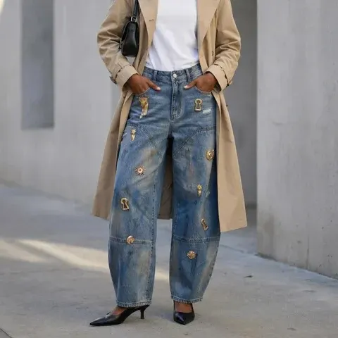 Damen-Stacked-Jeans
