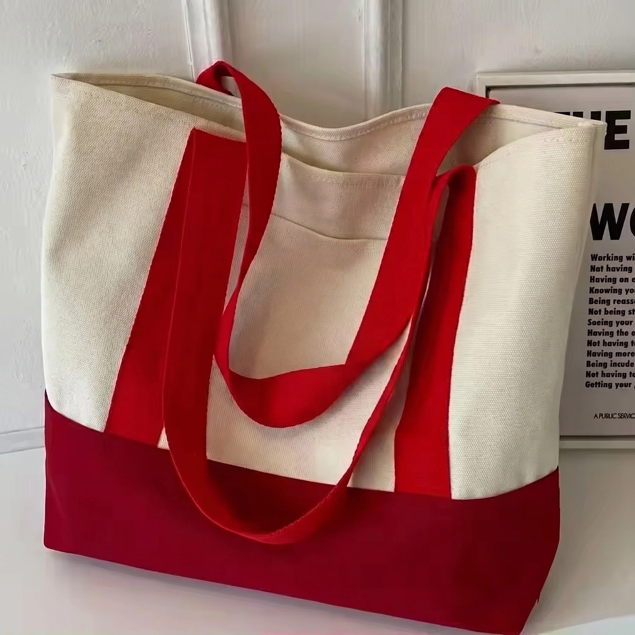 Robuste Bio-Baumwoll-Canvas-Tasche mit Langhenkel