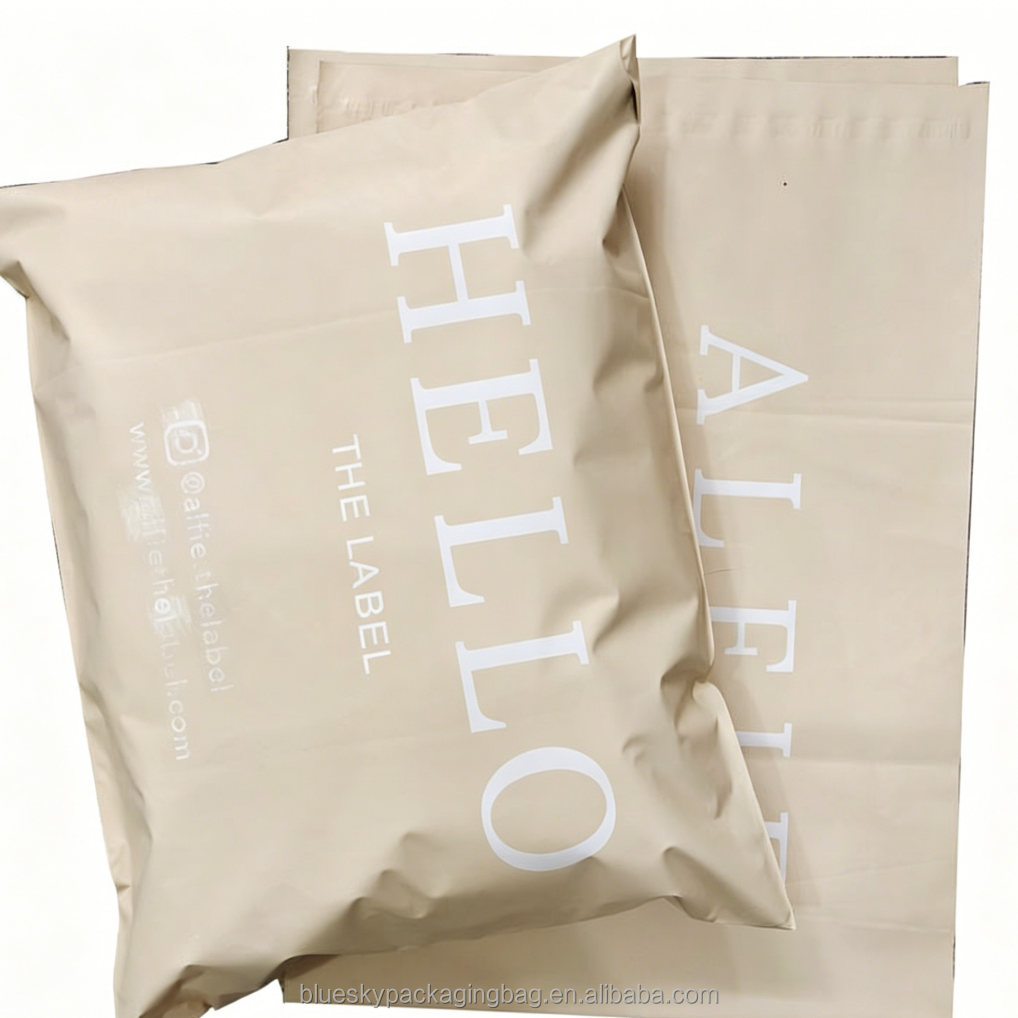 Beige Matte Versandtasche aus Poly biologisch abbaubar 3