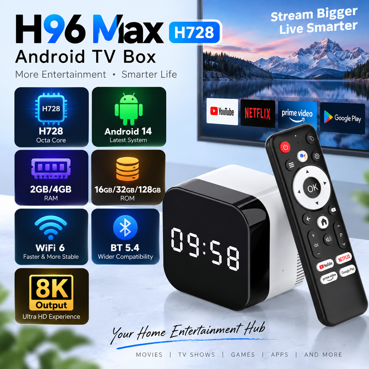 8K UHD Android 14 Set-Top-Box mit WLAN 2