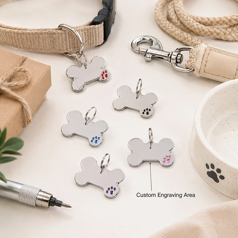 Personalisierte Knochen-Hundemarke mit Gravur 2