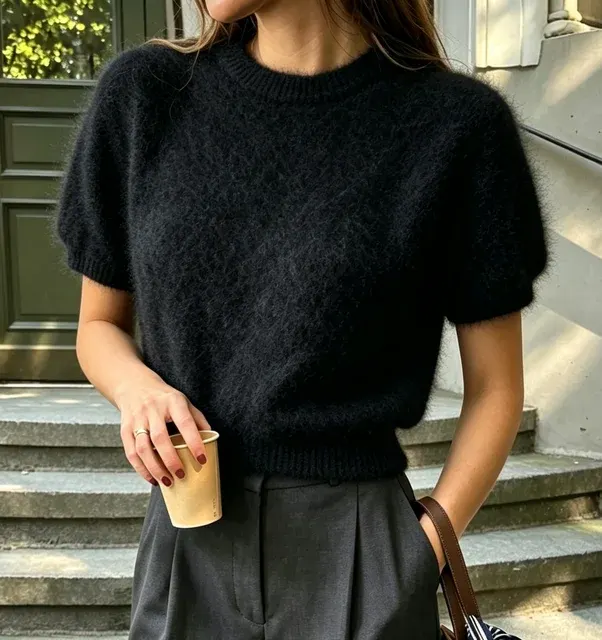 Flauschiger Kurzarmpullover 3