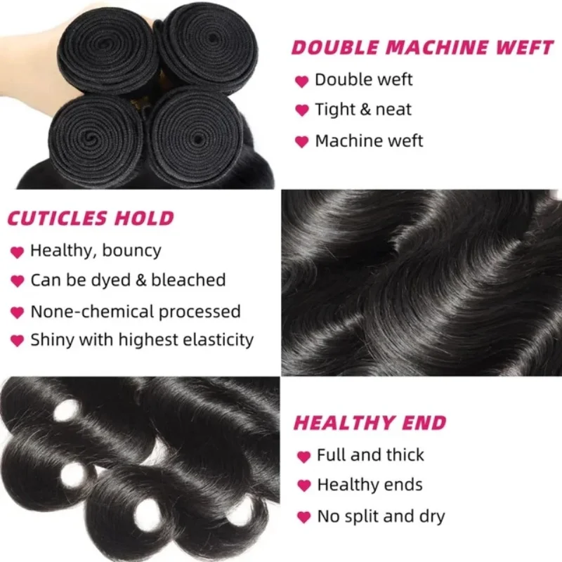 Body Wave Echthaar-Bündel 42 Zoll Naturschwarz 2