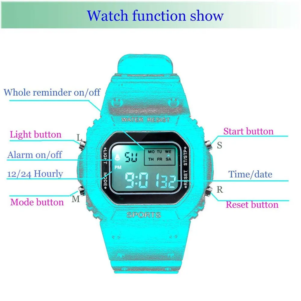 Quadratische LED-Digitaluhr für Teenager 4