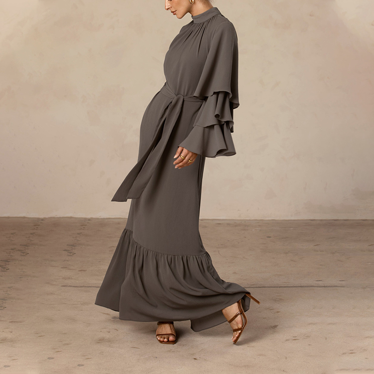 Eleganter Damen Tunika Kleid mit Rüschenärmeln 4