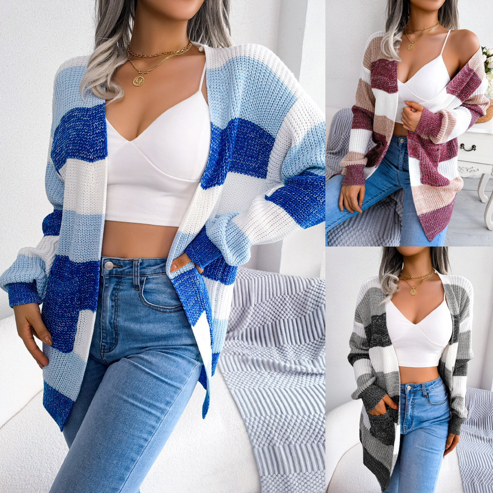Damen-Strickjacke kariert